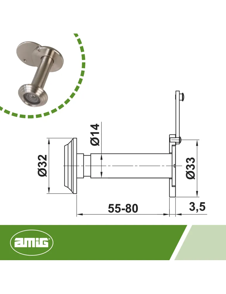 Mirilla para puerta anti-fuego Mod. 50 UL