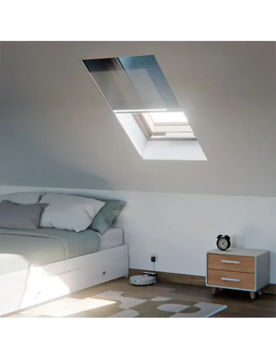 Mosquitera plisada MPL01 - 78 x 118 cm - Aluminio / Polipropileno - Blanco/Gris