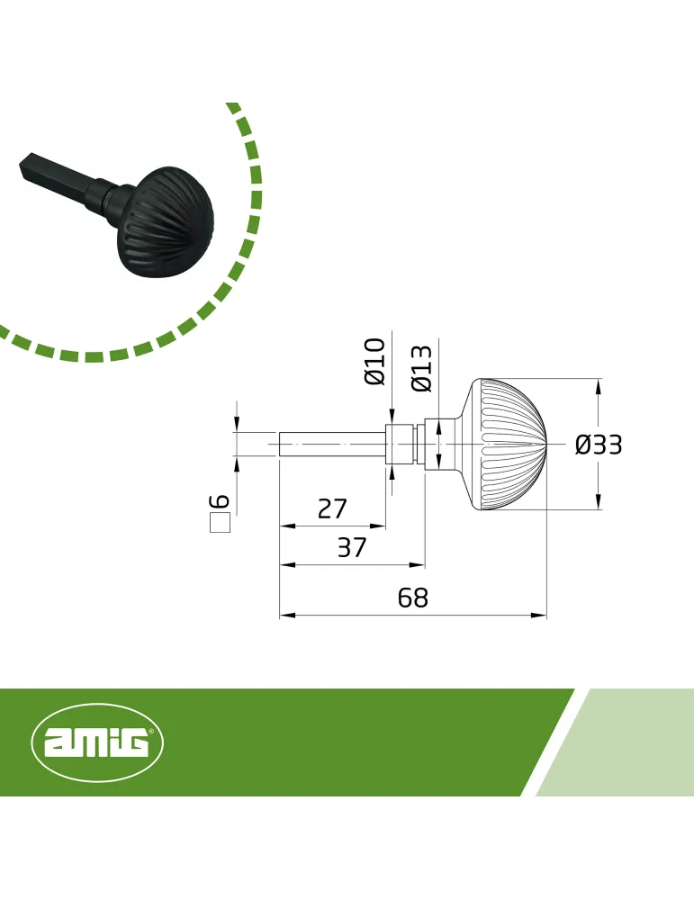 Muletilla 11 - Ø33 mm - Zamak - Negro