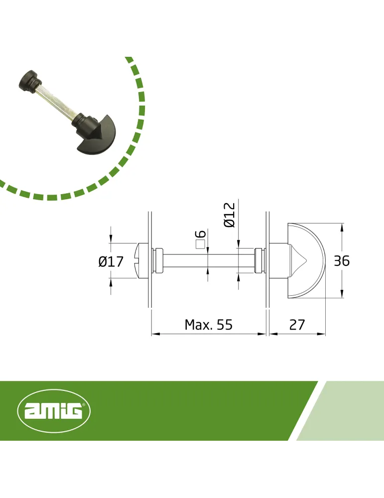 Muletilla 12 - 36 mm - Zamak - Negro