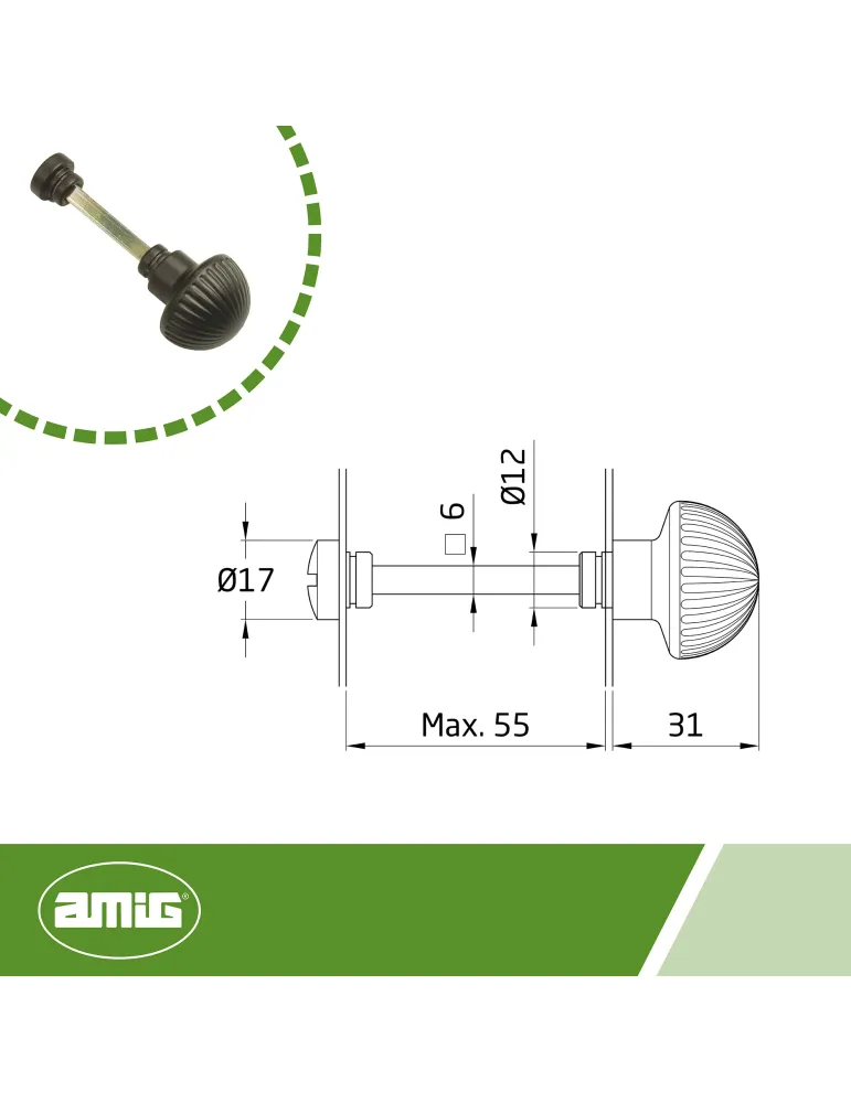 Muletilla 13 - Ø34 mm - Zamak - Negro