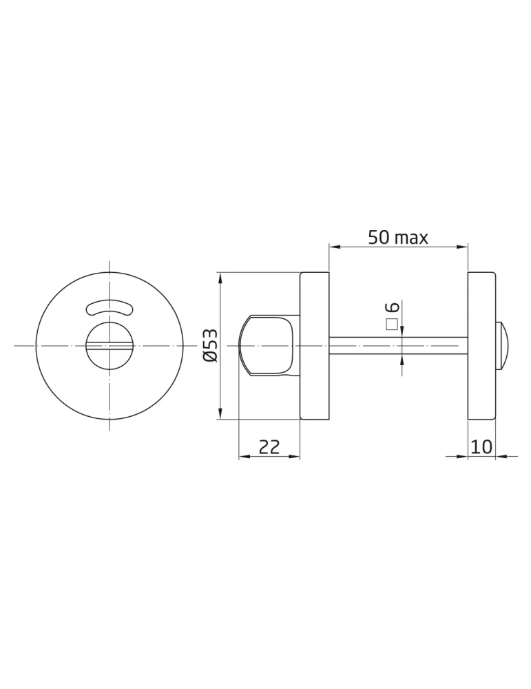Muletilla 2RX - Ø53 mm - Acero inoxidable 18/8 - Mate