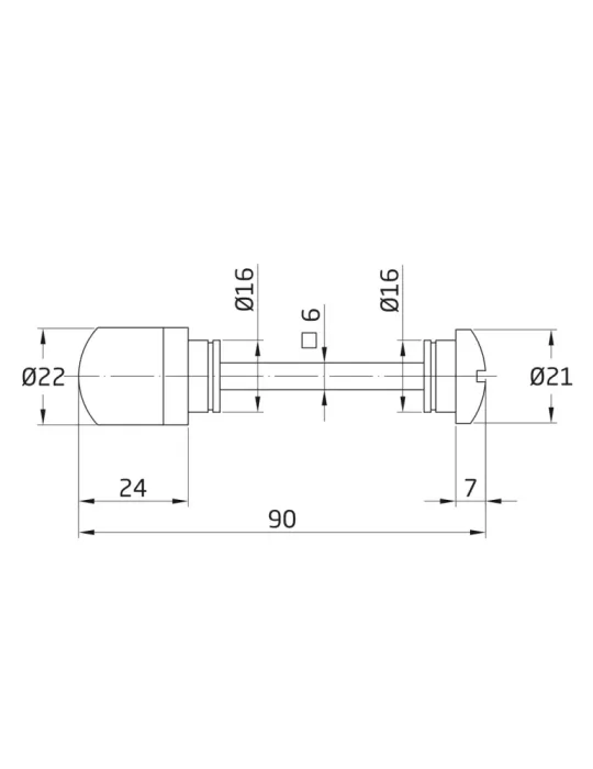Muletilla 4 AMHYG - Ø22 x 90 mm - Acero inoxidable 18/8 - Mate