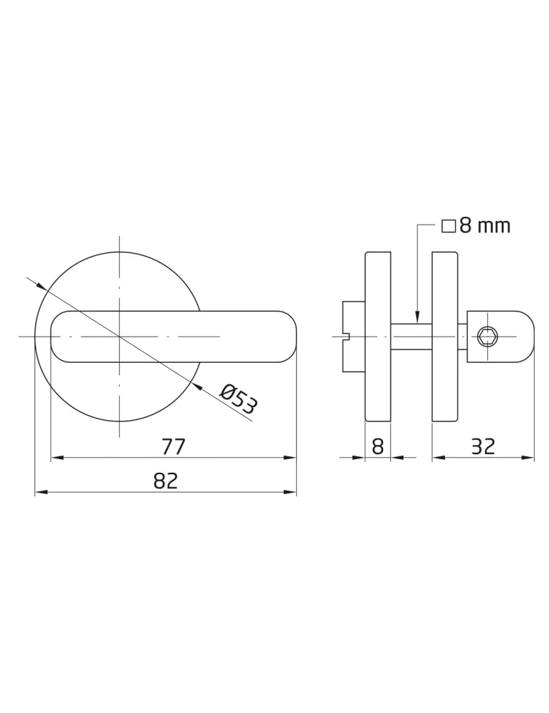 Muletilla 5 - Ø53 mm - Acero inoxidable 18/8 - Mate