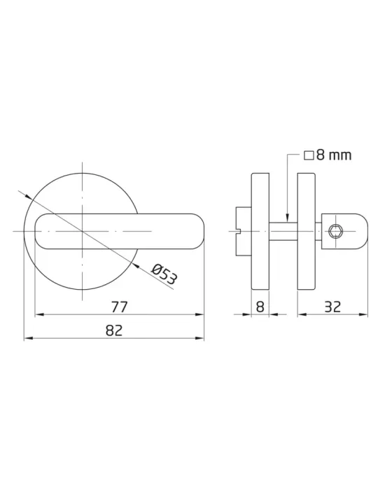 Muletilla 5 - Ø53 mm - Acero inoxidable 18/8 - Mate