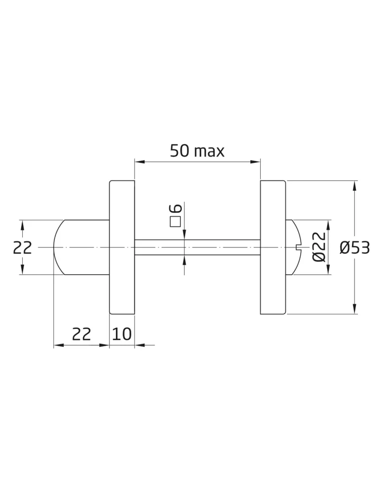 Muletilla 9RX AMHYG - Ø53 mm - Acero inoxidable 18/8 - Mate