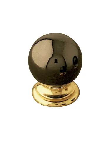 Pomo bola 63 - Ø25 mm - Zamak - Niquelado negro/Oro