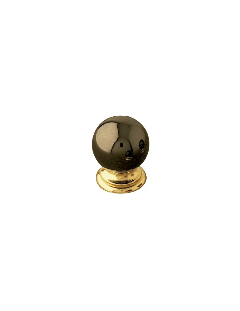 Pomo bola 63 - Ø25 mm - Zamak - Niquelado negro/Oro