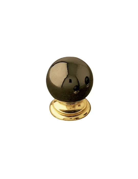Pomo bola 63 - Ø25 mm - Zamak - Niquelado negro/Oro