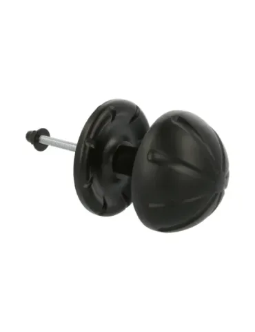 Pomo puerta de entrada 16 - Ø75 mm - Placa de acero, Pomo de zamak - Negro