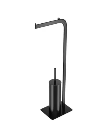 Portarrollos con escobillero FORMADUO - 210 x 160 x 725 mm - Acero / Polipropileno - Negro