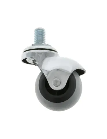 Rueda bola con eje roscado 2518 - Ø40 mm - Goma - Gris-negro