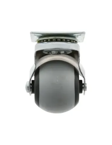 Rueda bola con pletina 2517 - Ø40 mm - Goma - Gris-negro