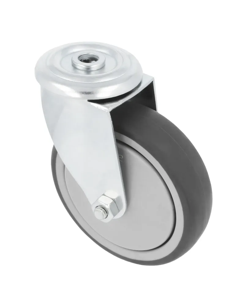 Rueda con agujero 2531 - Ø100 mm - Goma - Gris