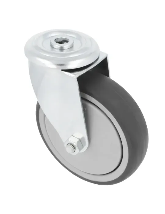 Rueda con agujero 2531 - Ø100 mm - Goma - Gris