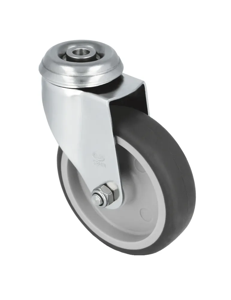Rueda con agujero 2561 - Ø100 mm - Acero inoxidable 18/8 - Gris