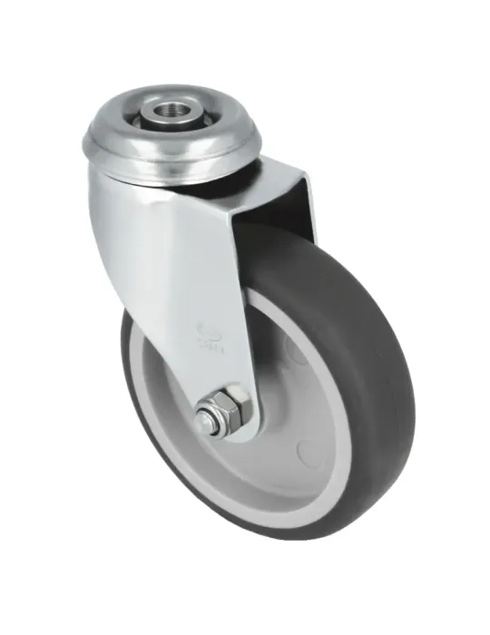 Rueda con agujero 2561 - Ø100 mm - Acero inoxidable 18/8 - Gris