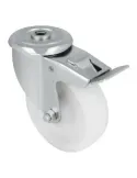 Rueda con agujero y freno 2551 - 100 mm - Nylon - Blanco