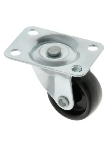 Rueda con pletina 1308 - Ø30 mm - Nylon - Negro