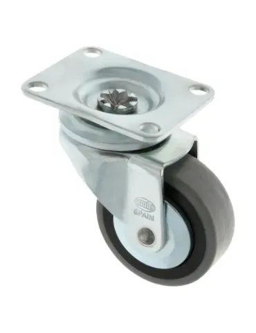 Rueda con pletina 2510 - Ø60 mm - Goma-poliamida - Gris