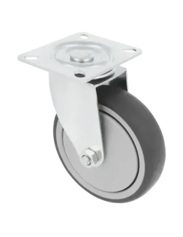 Rueda con pletina 2530 - Ø100 mm - Goma - Gris