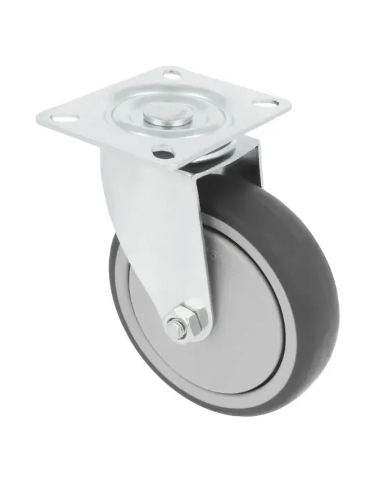 Rueda con pletina 2530 - Ø100 mm - Goma - Gris