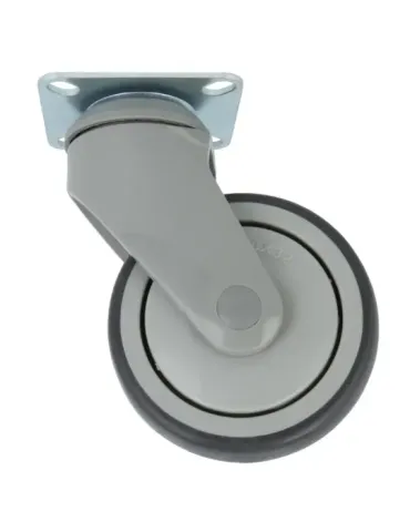 Rueda con pletina 2535 - Ø100 mm - Goma - Gris