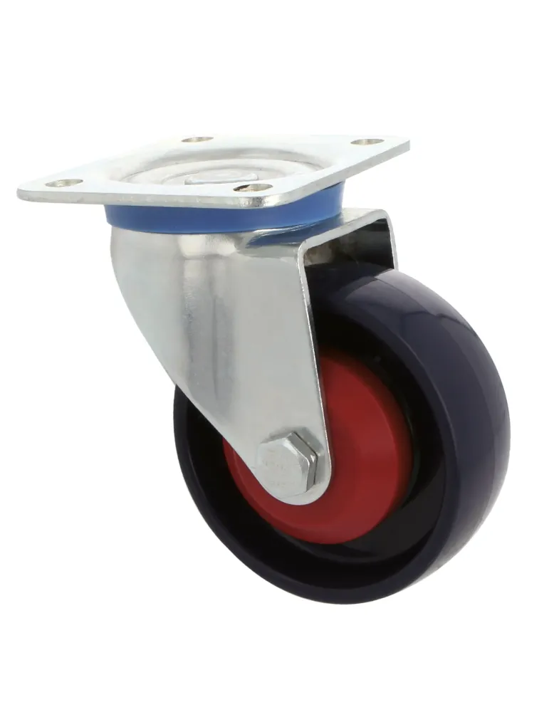 Rueda con pletina 2553 - Ø100 mm - Nylon - Azul