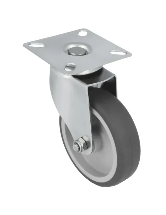 Rueda con pletina 2560 - Ø100 mm - Acero inoxidable 18/8 - Gris