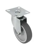 Rueda con pletina 2560 - Ø100 mm - Acero inoxidable 18/8 - Gris