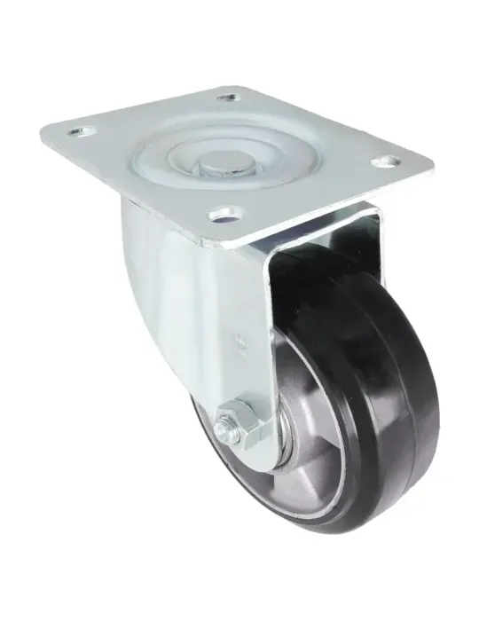 Rueda con pletina 2710 - Ø125 mm - Goma - Negro