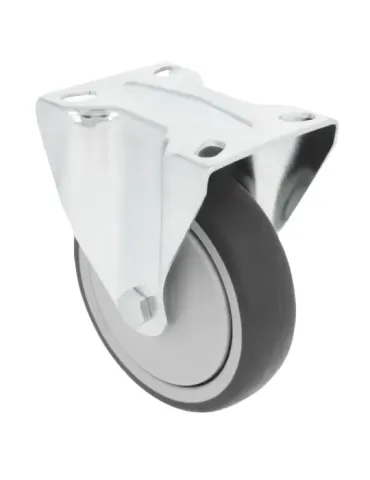 Rueda con pletina fija 2532 - Ø100 mm - Goma - Gris