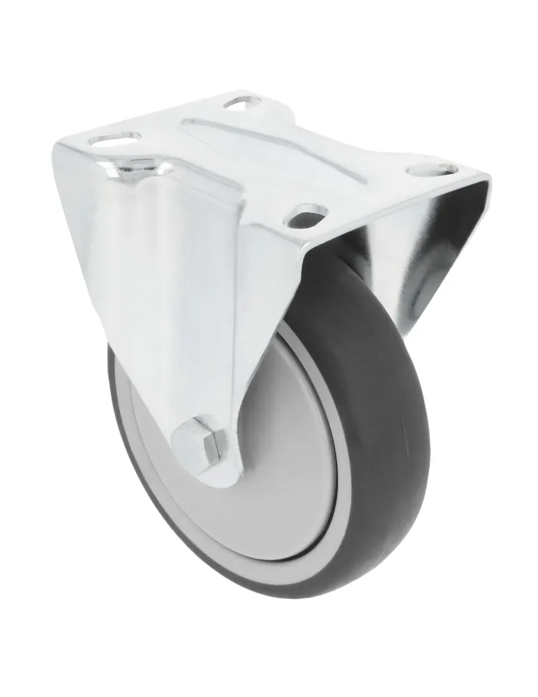 Rueda con pletina fija 2532 - Ø100 mm - Goma - Gris