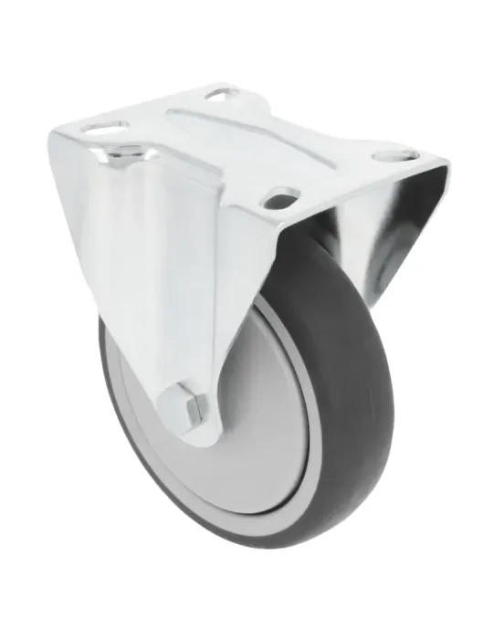 Rueda con pletina fija 2532 - Ø100 mm - Goma - Gris