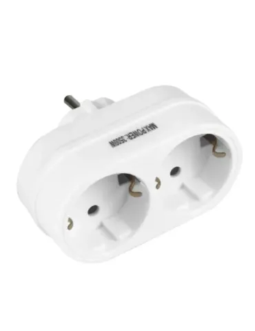 Adaptador schuko de 2 vías 3209 - 76 x 93 x 50 mm - Policarbonato - Blanco