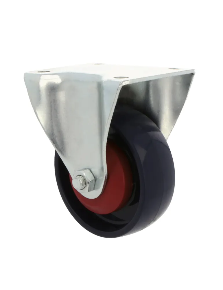 Rueda con pletina fija 2555 - Ø100 mm - Nylon - Azul