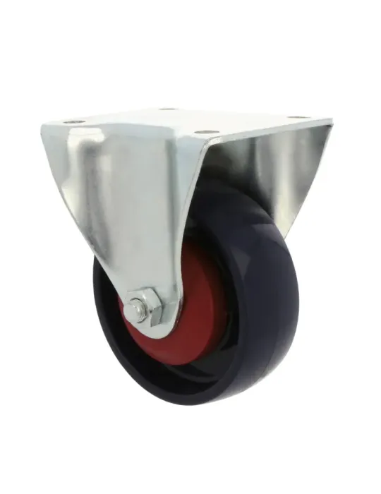 Rueda con pletina fija 2555 - Ø100 mm - Nylon - Azul