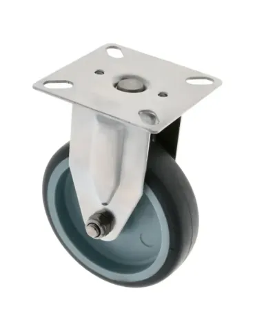 Rueda con pletina fija 2562 - 100 mm - Acero inoxidable 18/8 - Gris