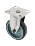 Rueda con pletina fija 2562 - 100 mm - Acero inoxidable 18/8 - Gris