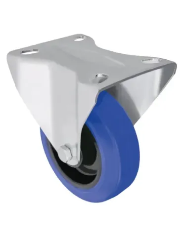 Rueda con pletina fija 2701 - Ø100 mm - Goma - Azul