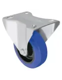 Rueda con pletina fija 2701 - Ø100 mm - Goma - Azul