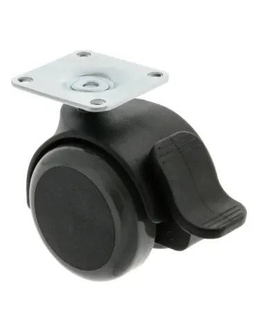 Rueda con pletina y freno 1506 - Ø50 mm - Nylon - Gris-negro