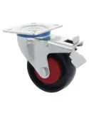 Rueda con pletina y freno 2553 - Ø100 mm - Nylon - Azul