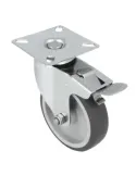 Rueda con pletina y freno 2560 - Ø100 mm - Acero inoxidable 18/8 - Gris