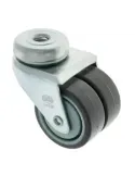 Rueda doble con agujero 2515 - Ø50 mm - Goma-poliamida - Gris