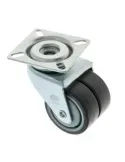 Rueda doble con pletina 2514 - Ø50 mm - Goma-poliamida - Gris