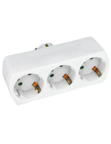 Adaptador schuko de 3 vías 3210 - Policarbonato - Blanco