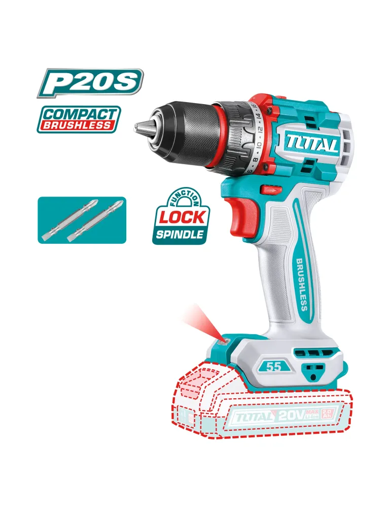 Taladro atornillador brushless a batería TDLI205581 - 20 V