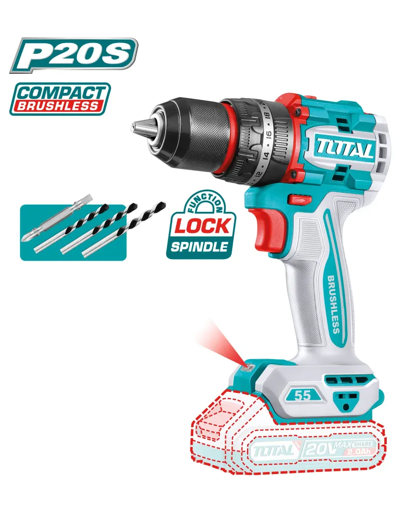 Taladro percutor brushless a batería TIDLI205581 - 20 V
