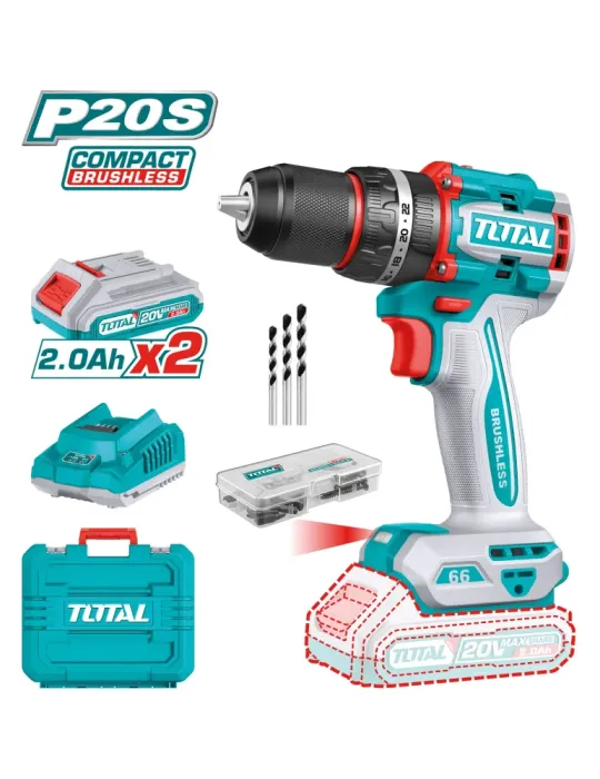 Taladro percutor brushless a batería TIDLI20668E - 20 V